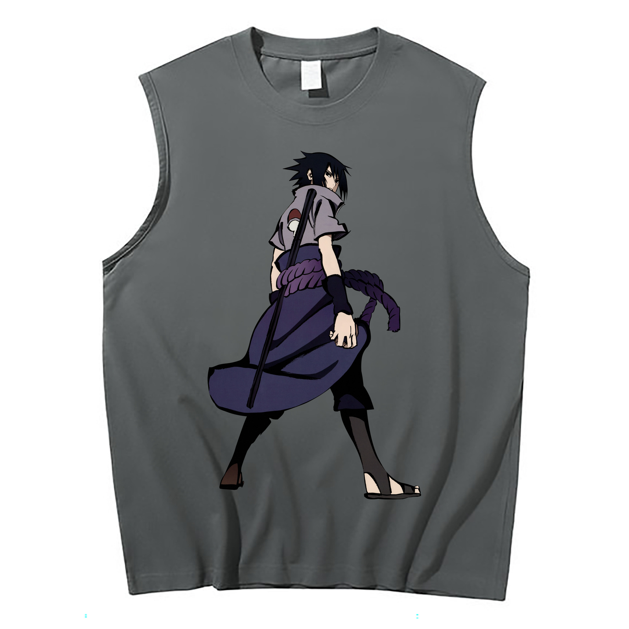 （画像用） NARUTO -ナルト- うちは サスケ Uchiha Sasuke コットン100％タンクトップ（フロントプリント）